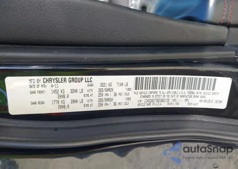 2011 Dodge Durango R/T z USA, uszkodzony, nr VIN 1D4SD6GT5BC682135